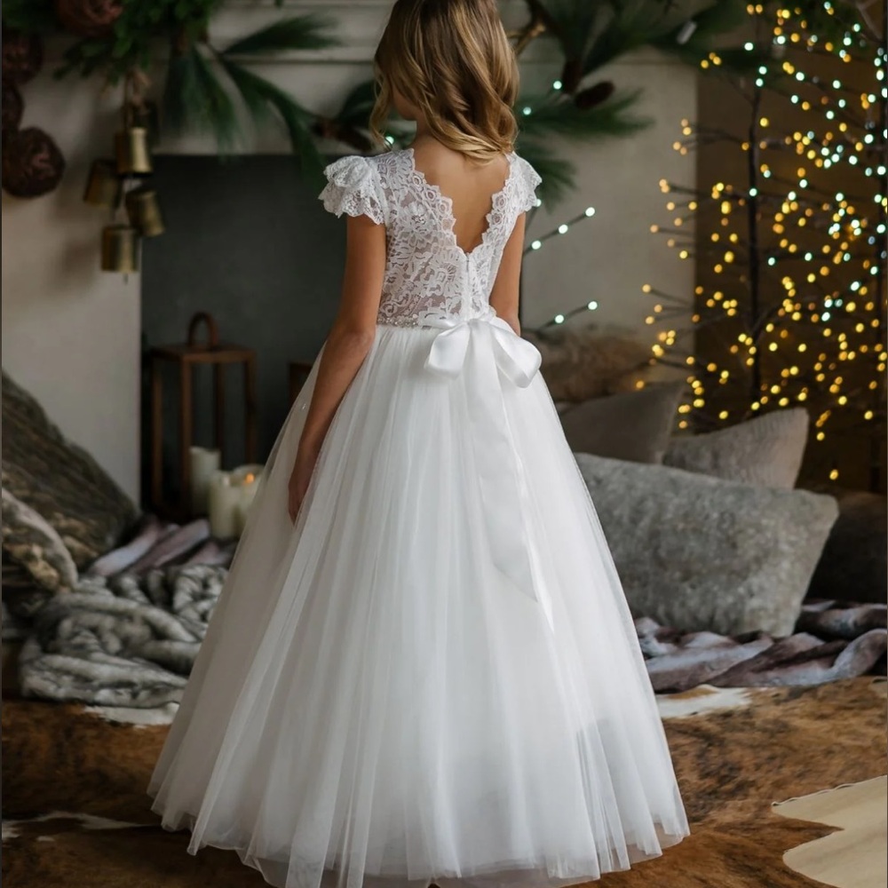 Communion Dress/flower girl Dress/ Headpiece/Crystal Belt